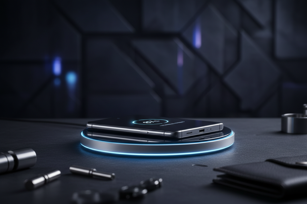 Cargador inalámbrico 15W en uso con Samsung Galaxy